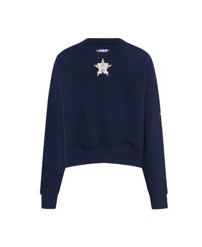 Pro Standard Women's Navy Houston Astros Game Day Classics Crewneck Pullover Sweatshirt In Blue