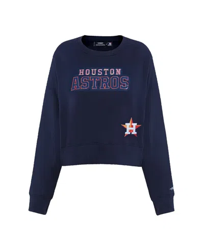 Pro Standard Women's Navy Houston Astros Game Day Classics Crewneck Pullover Sweatshirt In Blue