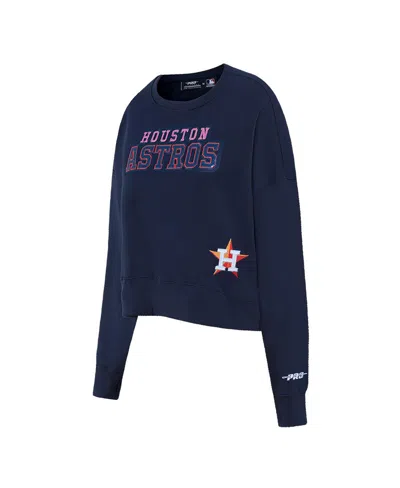 Pro Standard Women's Navy Houston Astros Game Day Classics Crewneck Pullover Sweatshirt In Blue