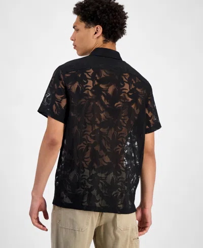 Guess Men's Regular-fit Devore Floral Shirt In Black