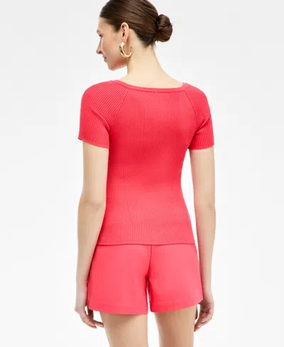 Inc International Concepts Women's Short-sleeve Sweater, Exclusively At Macy's In Red