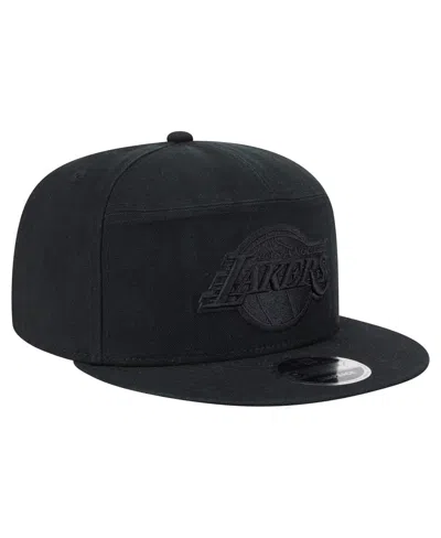 New Era Men's Black Los Angeles Lakers Adventure Canvas Split Panel 9fifty Snapback Hat