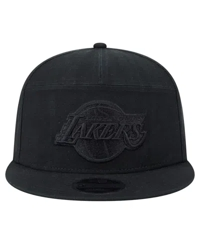 New Era Men's Black Los Angeles Lakers Adventure Canvas Split Panel 9fifty Snapback Hat