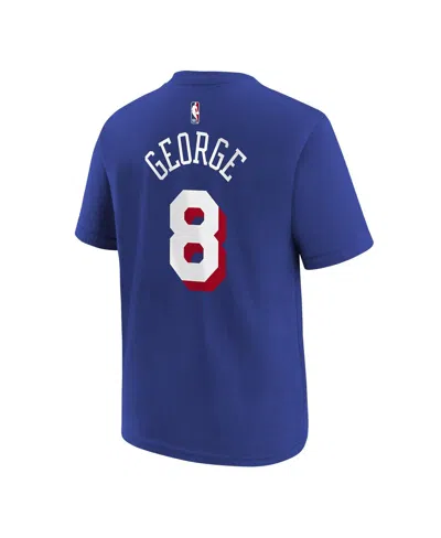 Nike Big Boys And Girls Paul George Royal Philadelphia 76ers Icon Name Number T-shirt