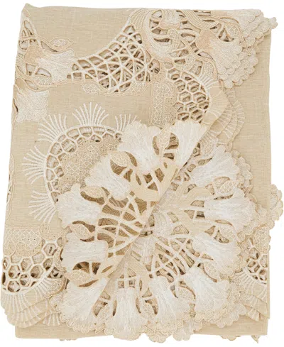 Saro Lifestyle Delicate Embroidery Tablecloth, 65" X 120"