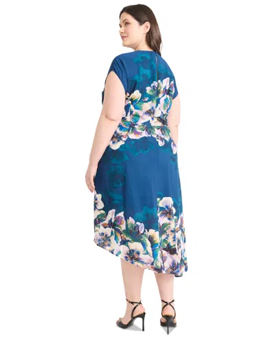 Maggy London Plus Size Printed Round-neck A-line Dress