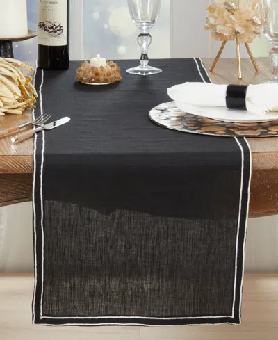 Saro Lifestyle Double Line Embroidered Table Runner 16" X 72"