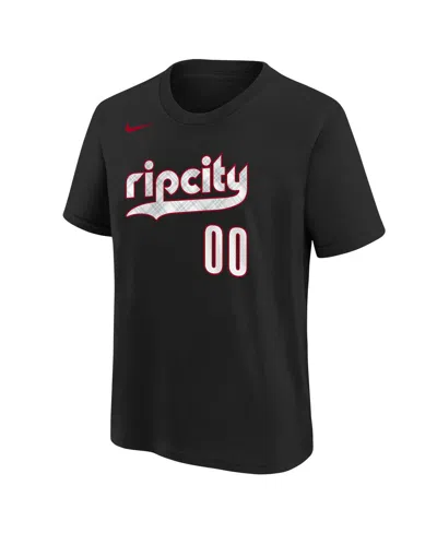 Nike Big Boys And Girls Scoot Henderson Black Portland Trail Blazers 2024/25 City Edition Name Number T-s
