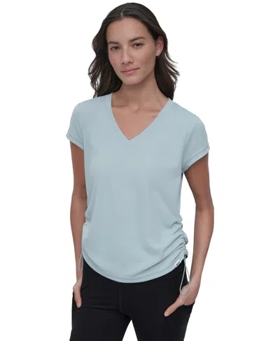 Dkny Side Ruched Tech T-shirt In Blue