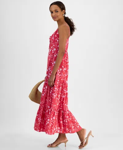 Inc International Concepts Petite Sleeveless Tiered Maxi Dress, Exclusively At Macy's In Red