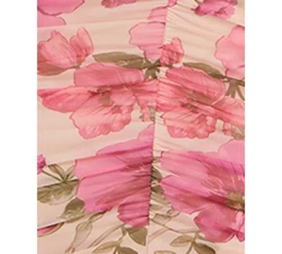 Katia Rae Juniors' Printed Ruched High-low Ruffled Gown, Created For Macy's