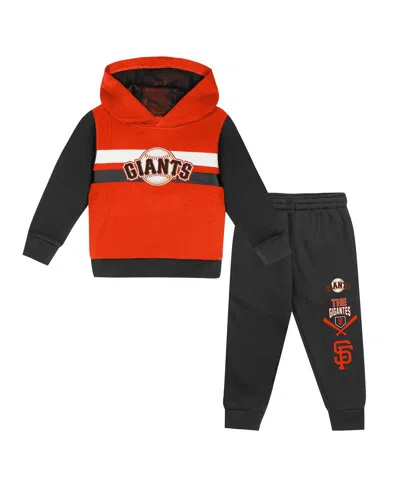 Outerstuff Toddler Orange/black San Francisco Giants Wind Up Pullover Hoodie And Sweatpants Set