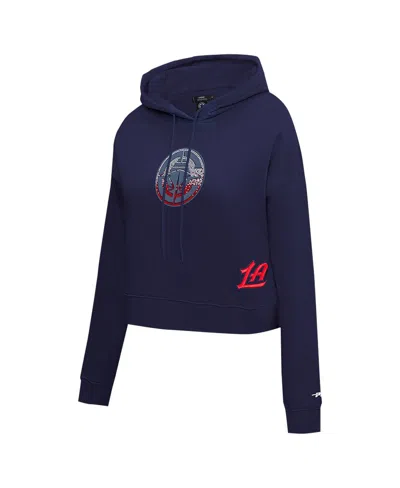 Pro Standard Women's Navy La Clippers Jewels Cropped Pullover Hoodie In Blue