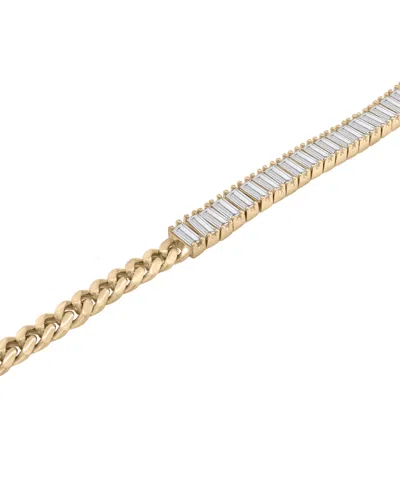 Macy's Lab Grown White Sapphire Curb Link Bracelet (4-1/10 Ct. T.w.) In 14k Gold-plated Sterling Silver