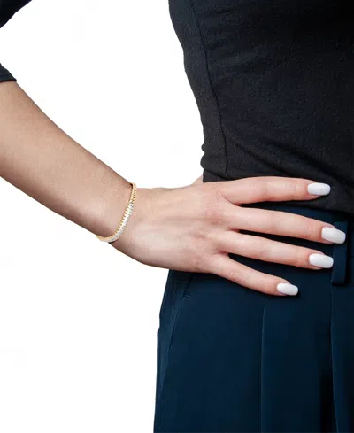 Macy's Lab Grown White Sapphire Curb Link Bracelet (4-1/10 Ct. T.w.) In 14k Gold-plated Sterling Silver
