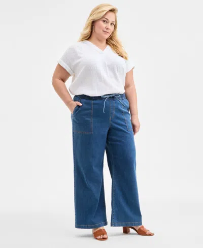 Style & Co Plus Size High-rise Wide-leg Jeans, Exclusively At Macy's