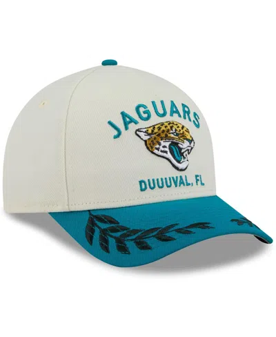 New Era Men's Cream/teal Jacksonville Jaguars 2025 Nfl Draft 9forty A-frame M-crown Adjustable Hat