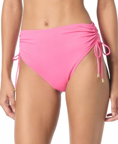 Coco Reef Inspire Shirred High Waist Bikini Bottom In Pink