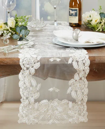 Saro Lifestyle Threaded Lace Net Table Runner, 15" X 72"