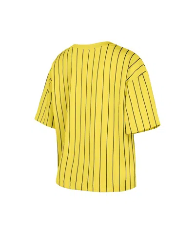 New Era Women's Gold Pittsburgh Pirates City Connect Multiplier Pinstripe Cropped T-shirt In Yellow