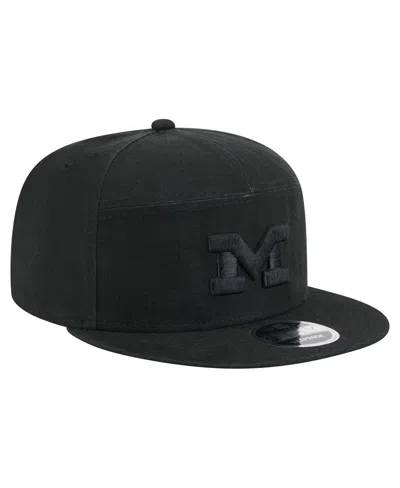 New Era Men's Black Michigan Wolverines Adventure Canvas Split Panel 9fifty Snapback Hat