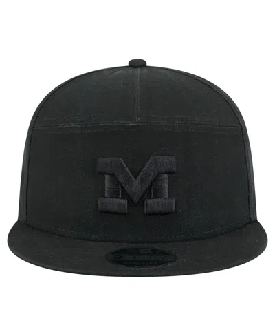 New Era Men's Black Michigan Wolverines Adventure Canvas Split Panel 9fifty Snapback Hat