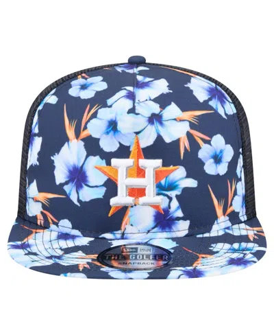 New Era Men's Navy Houston Astros Adventure Pattern Golfer Trucker Snapback Hat