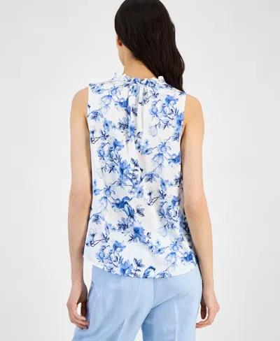 Anne Klein Tulla Floral Sleeveless Top In Blue