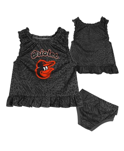Outerstuff Baby Boys And Girls 2-piece Black Baltimore Orioles Playground Dress And Bloomers Set