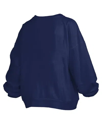 Pressbox Navy Auburn Tigers Janise Arch Over Logo Waist Length Oversized Pullover Sweatshirt In Blue