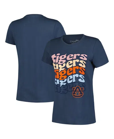 Image One Women's Navy Auburn Tigers Repeat Slogan Boyfriend T-shirt In Blue