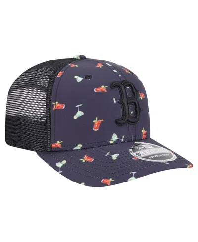 New Era Men's Black Boston Red Sox Adventure Drinks Pattern 9seventy Stretch-snap Hat