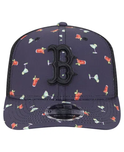 New Era Men's Black Boston Red Sox Adventure Drinks Pattern 9seventy Stretch-snap Hat