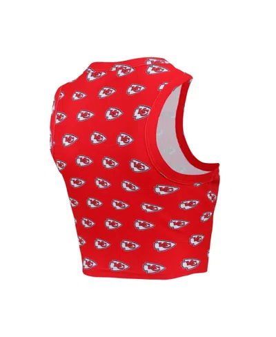 Concepts Sport Women's Kansas City Chiefs Gauge Allover Print Cropped Tank Top And Shorts Sleep, Set Of 2 In Red