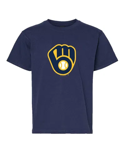 Soft As A Grape Big Boys And Girls Navy/heather Gray Milwaukee Brewers Two-pack T-shirt Set