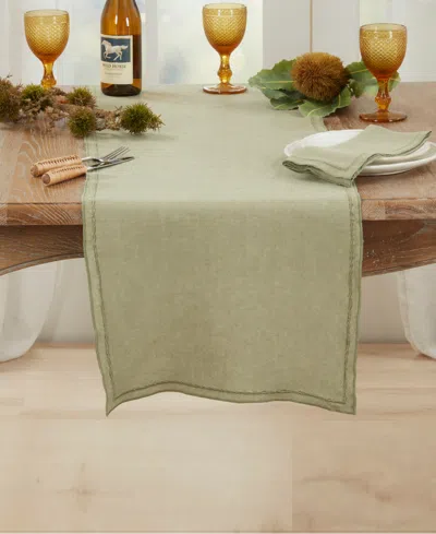 Saro Lifestyle Stonewashed Overlock Edge Table Runner, 16" X 72"