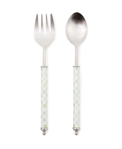 MACKENZIE-CHILDS STERLING CHECK SUPPER CLUB SALAD SERVING SET 