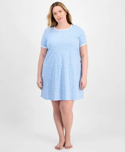 CHARTER CLUB PLUS SIZE PRINTED SHORT-SLEEVE SLEEPSHIRT, EXCLUSIVELY AT MACY'S 