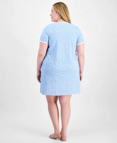 Charter Club Plus Size Printed Short-sleeve Sleepshirt, Exclusively At Macy's