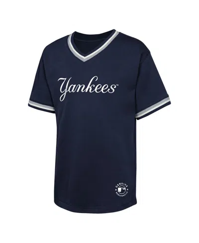 Outerstuff Big Boys And Girls Navy New York Yankees Relief Pitcher V-neck T-shirt