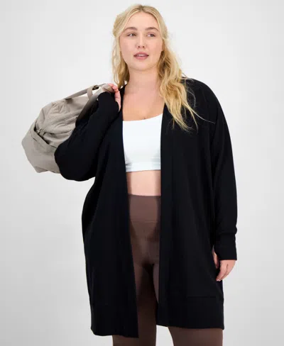 Id Ideology Plus Size Open-front Long-line Cardigan, Exclusively At Macy's