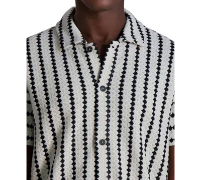 Karl Lagerfeld Paris Stripe Sweater Knit Button-up Shirt