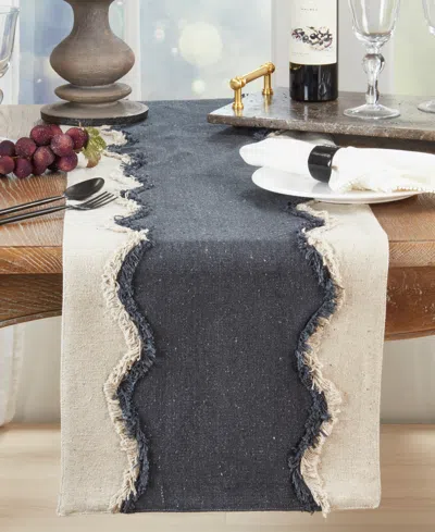 Saro Lifestyle Squiggle Fringed Table Runner, 16" X 72"