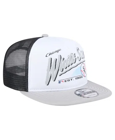 New Era Men's White/gray Chicago White Sox Retro Script Trucker 9fifty Snapback Hat