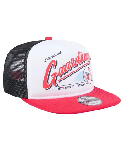 New Era Men's White/red Cleveland Guardians Retro Script Trucker 9fifty Snapback Hat