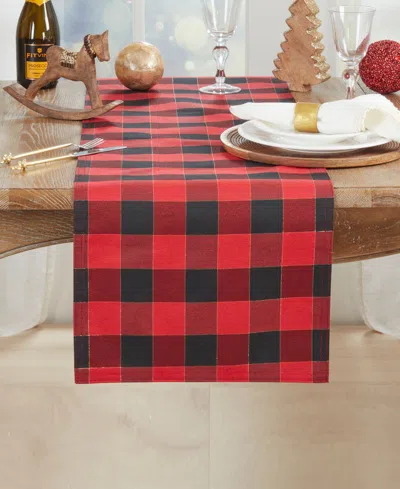 Saro Lifestyle Shimmer Stitch Plaid Table Runner, 16" X 72"