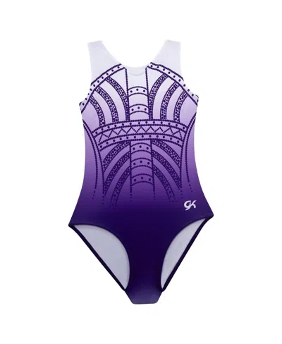GK ELITE BIG BOYS AND GIRLS PURPLE/WHITE LSU TIGERS ELITE REPLICA LEOTARD 