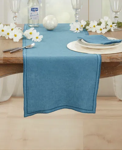 Saro Lifestyle Stonewashed Overlock Edge Table Runner, 16" X 72"