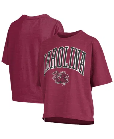 Pressbox Women's Garnet South Carolina Gamecocks Nelson Arch Over Logo Waist Length Oversized Slub T-shirt