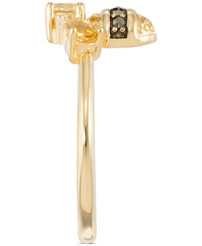Macy's Citrine (1 Ct. T.w.) & Marcasite Bee Ring In 18k Gold-plated Sterling Silver